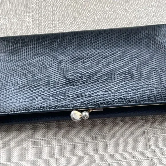 Salvatore Ferragamo Women Long Wallet Crocodile Leather Trifold Kisslock Italy - Picture 4 of 12